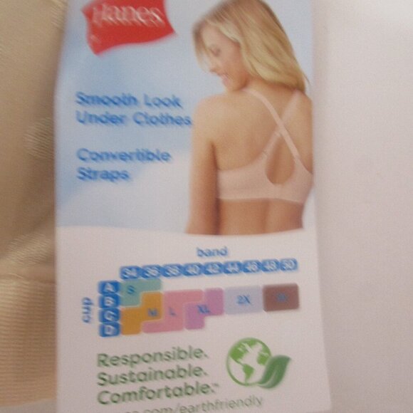 Hanes Ultimate Perfect Coverage Push Up Bra Women Small Beige Convertible Straps - Picture 2 of 5